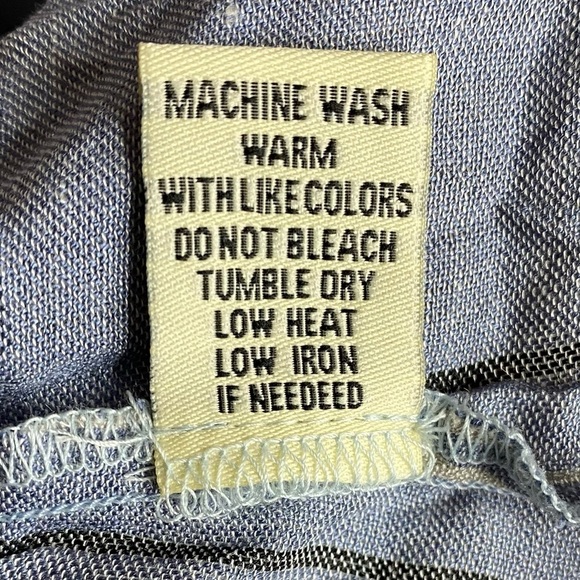 Dylan Boho Flowy Cotton Jean Striped Short Sleeve V Neck Ties Top Small S - Picture 5 of 12